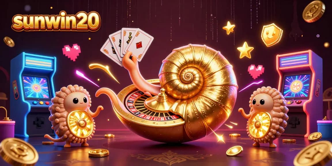 Engage with sunwin20 in vibrant 3D casino art featuring a nautilus roulette wheel and glowing game elements.