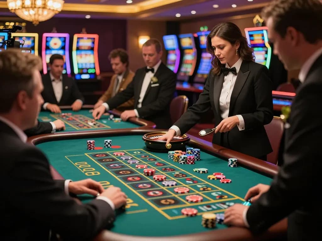 Players enjoying roulette at 68win casino, showcasing excitement and strategic betting.
