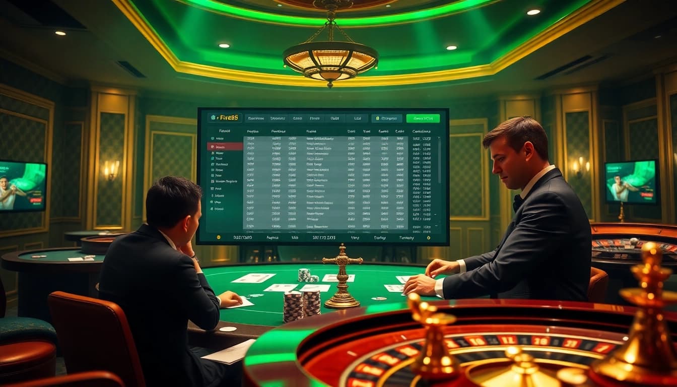 Betting on thể thao five88 with professional gamblers and vibrant odds displayed.
