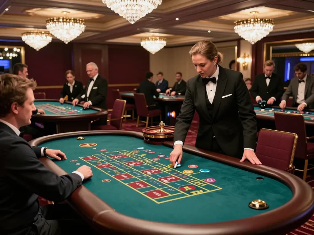 Players placing bets at AZ888 roulette tables in an upscale casino atmosphere filled with excitement.