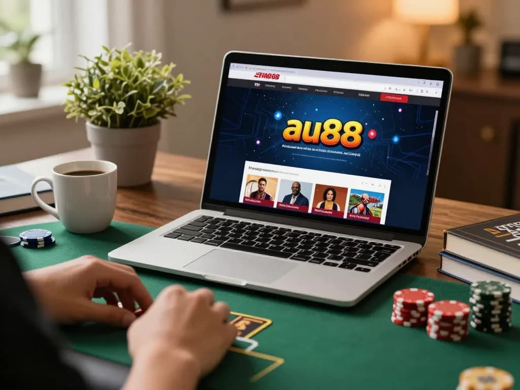 Engaging moment on trang chủ au88 with user placing bets online in a cozy home setting.