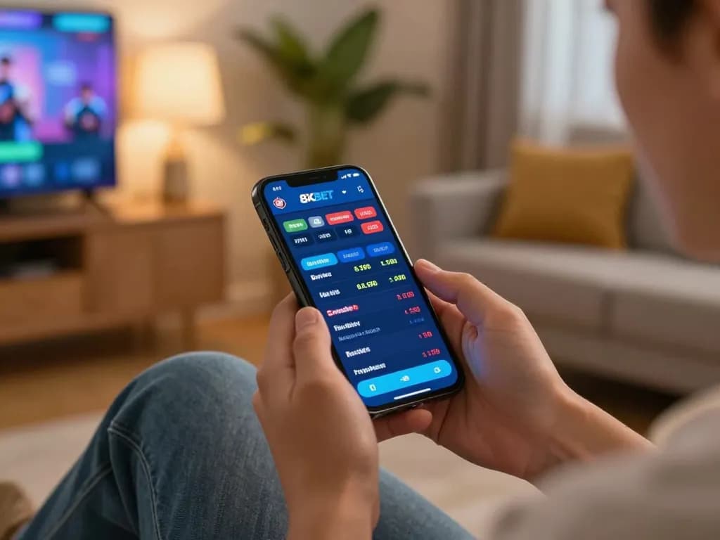 Online user actively engaging with 8XBET DANG NHAP on mobile device for live betting options