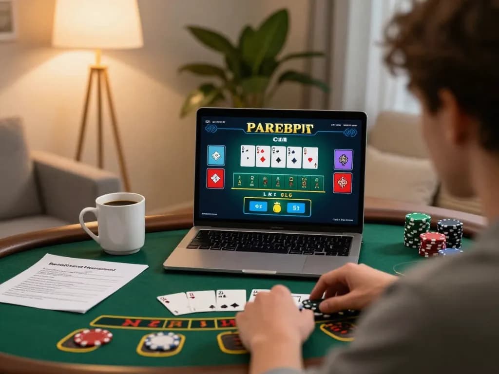 Player experiencing engaging blackjack action at home with Fly88 online gaming setup.
