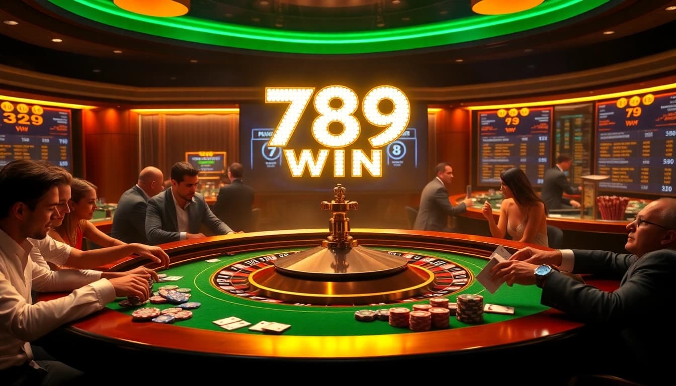 Excited players celebrating a big win at a luxurious 789 win casino table during gameplay.