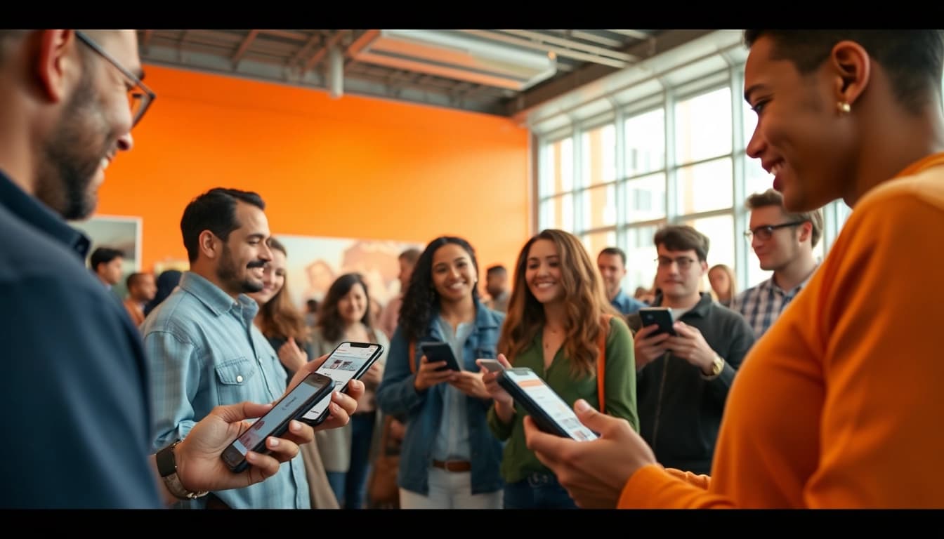 Dynamic online marketplace featuring Hela Ads interactions with diverse individuals.