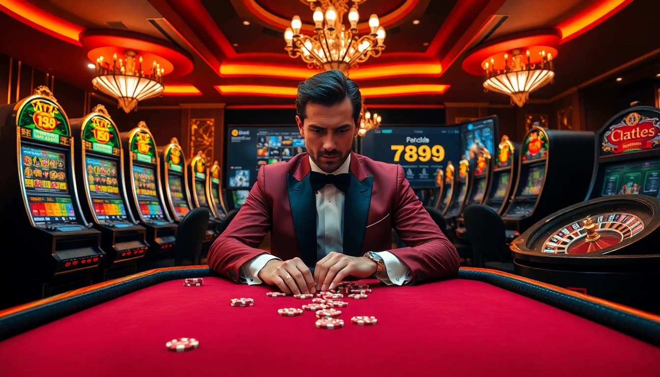 Engaging scene of a player betting at a vibrant casino table, showcasing the excitement of 789club gaming.
