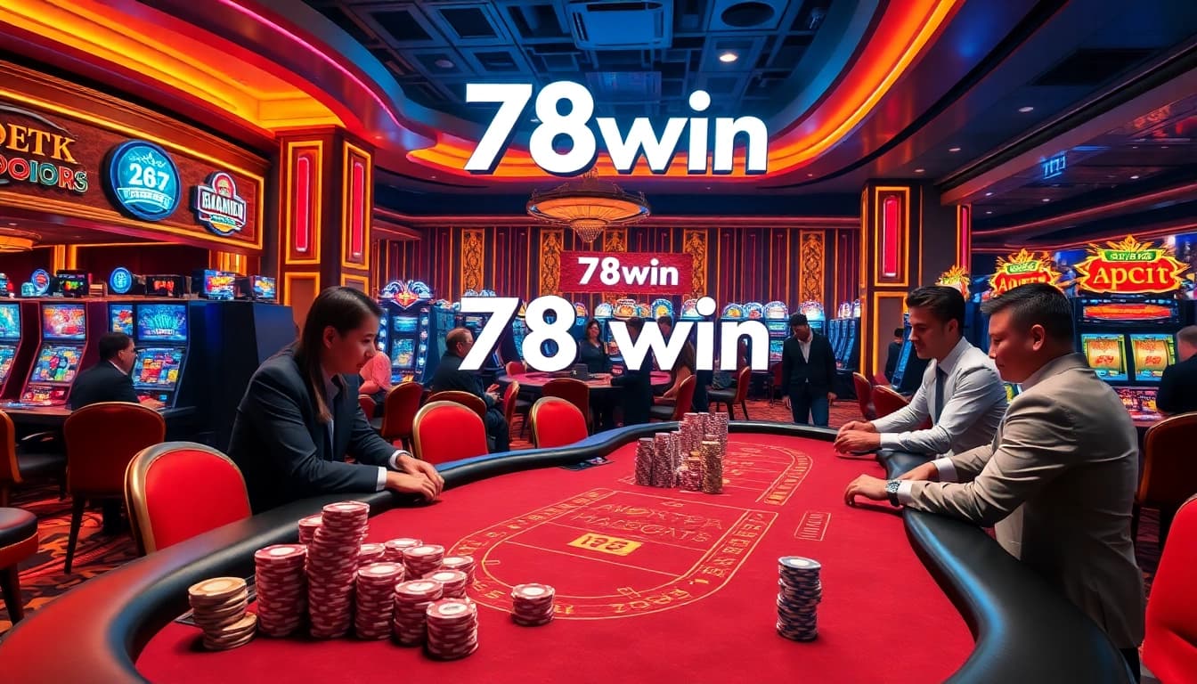 78win provides an engaging baccarat experience with vibrant tables and eager players in a luxurious casino setting.