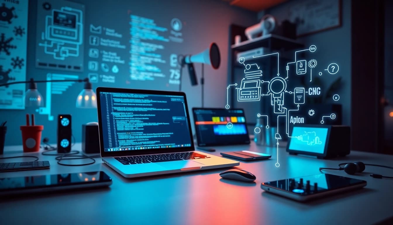 Dynamic technology workspace showcasing innovative gadgets and digital tools at techeslabs.wiki.