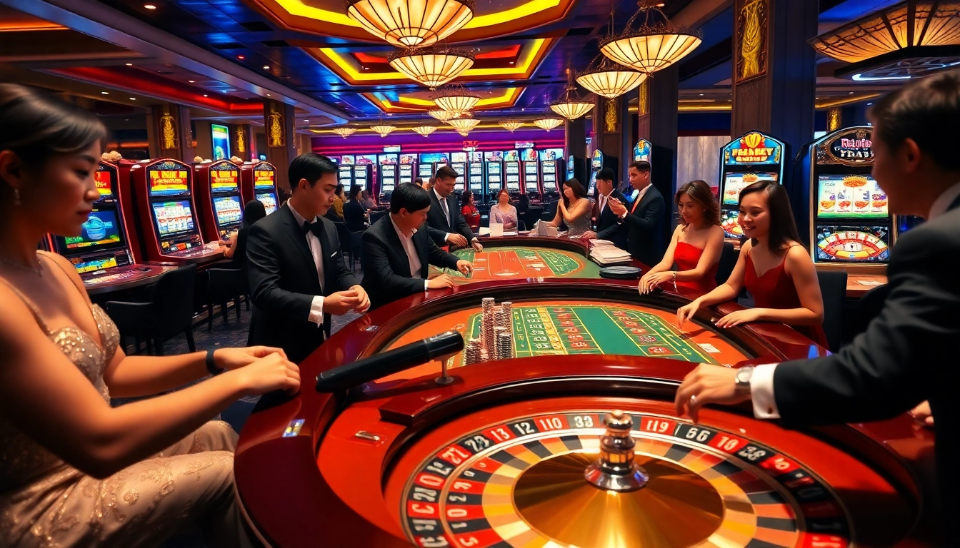 Feel the excitement of gaming at the lc88 Casino with players celebrating big wins.