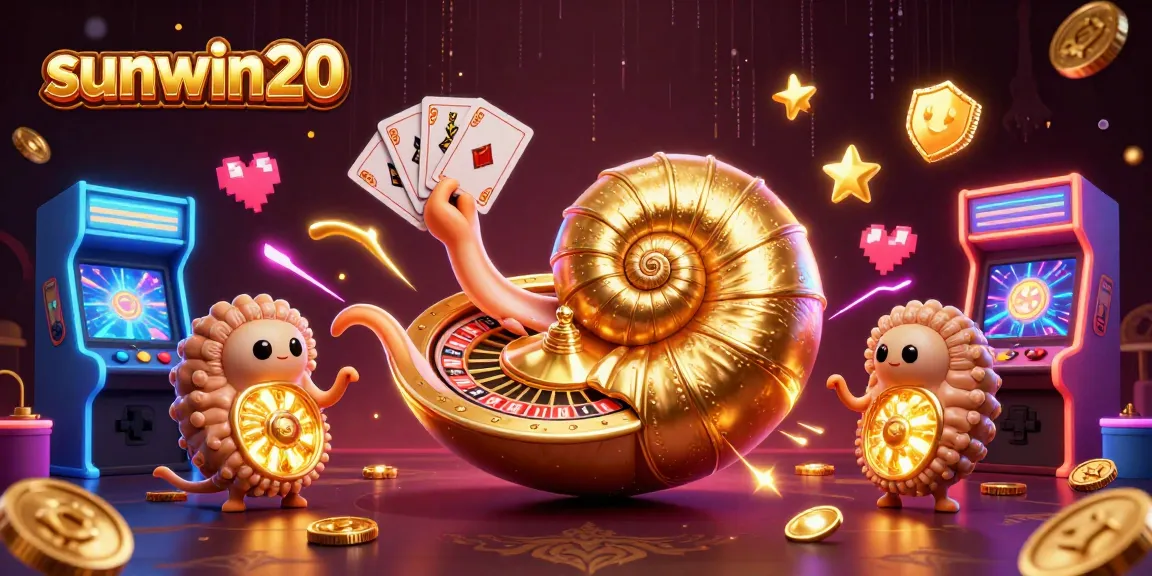 Engage with sunwin20 in vibrant 3D casino art featuring a nautilus roulette wheel and glowing game elements.