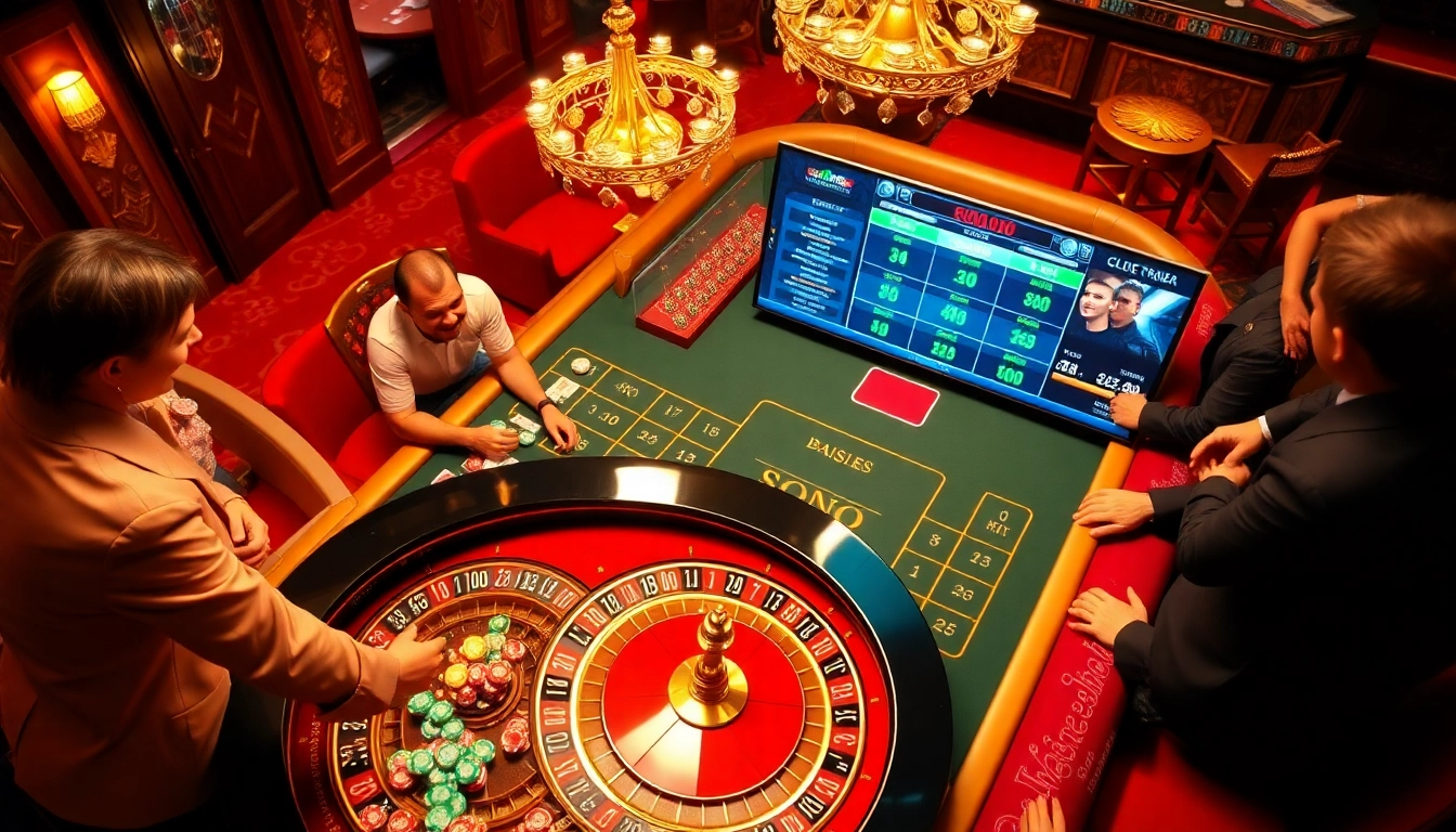 Experience the thrill of betting with BJ388 boats, featuring vibrant casino tables and engaged players.
