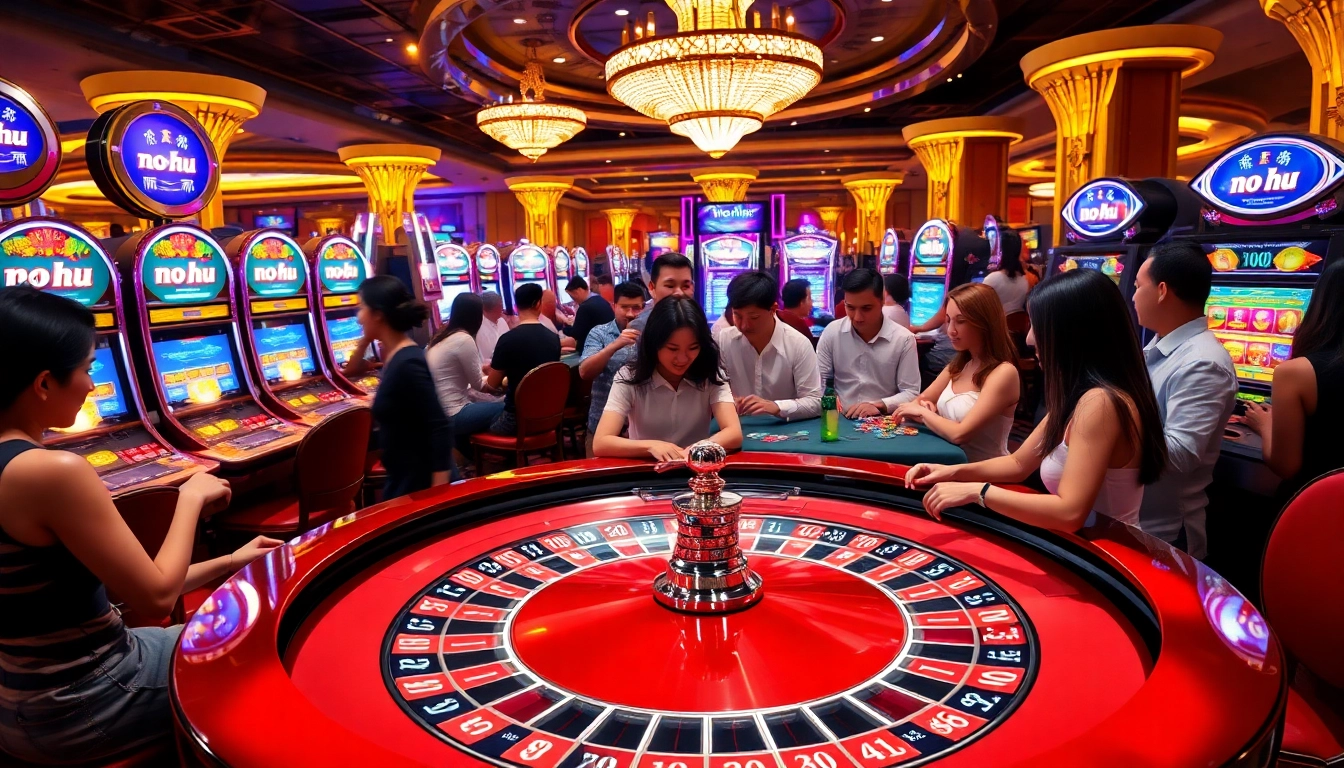 Players engaged at a glamorous casino table while exploring no hu gaming options, showcasing excitement and strategy.