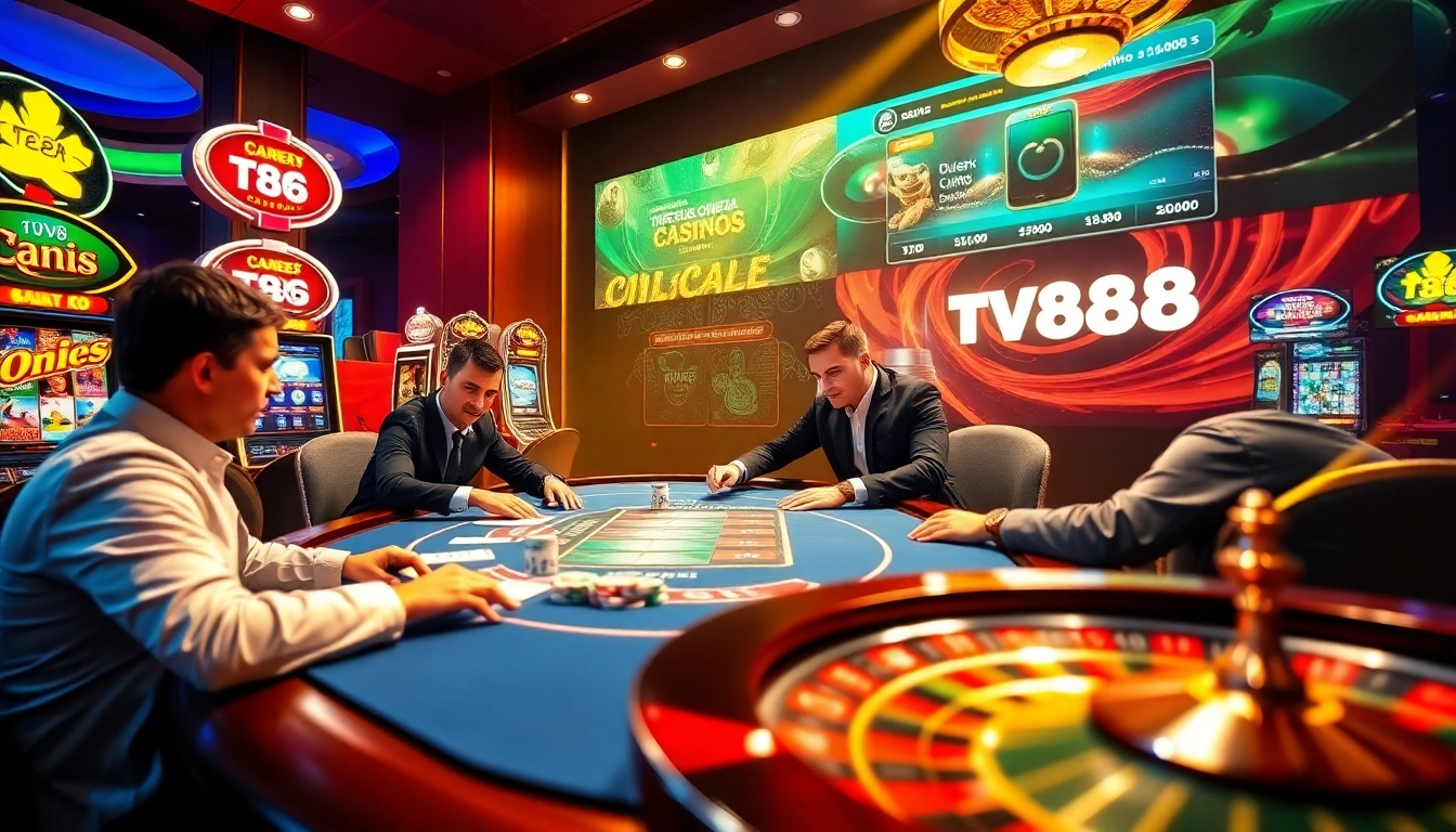 Experience the thrill of gaming at TV88 with dynamic poker gameplay and vibrant casino atmosphere.