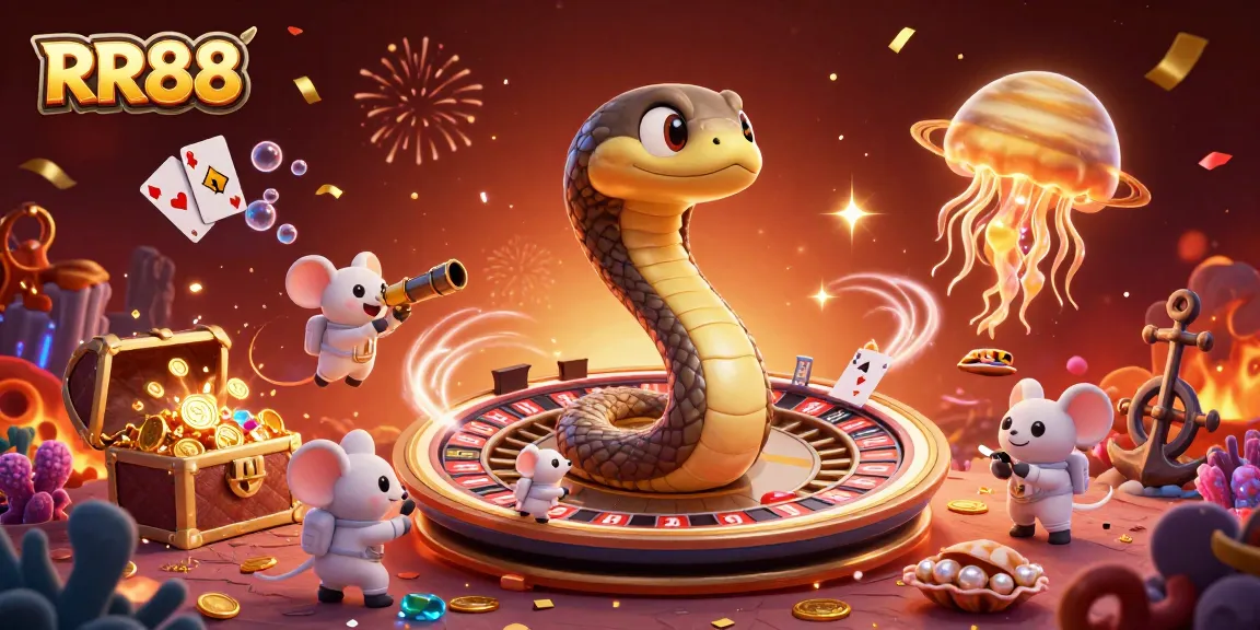 RR88 players engage in thrilling bets surrounded by vibrant casino elements in a captivating 3D scene.