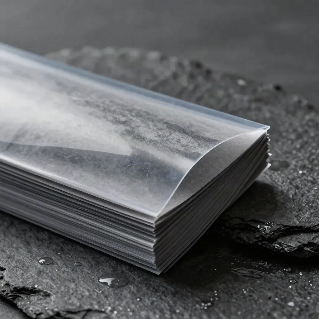 Charcoal SEO audit pack leaning on wet slate, with translucent sleeve and tabbed inserts.