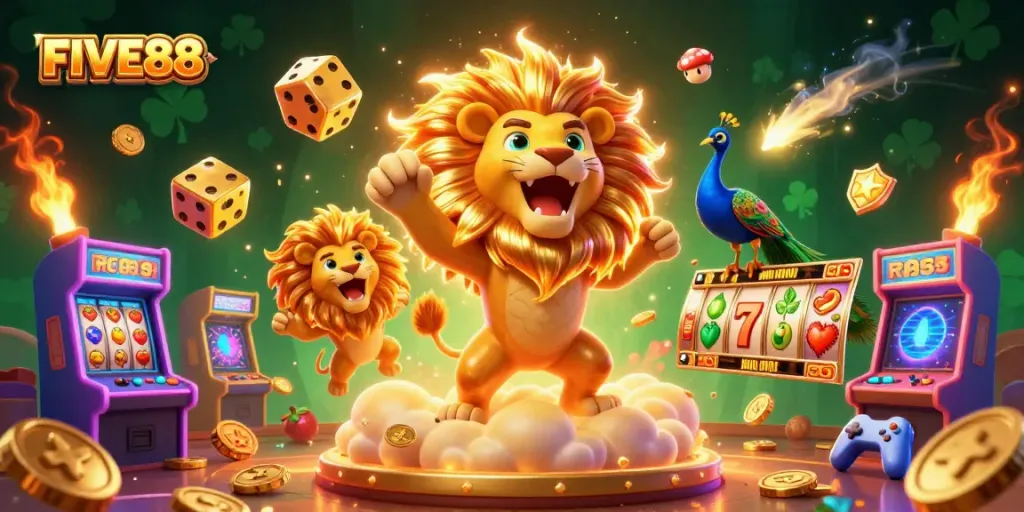 Experience the exciting world of FIVE88 with vibrant slots and dynamic game elements in action.