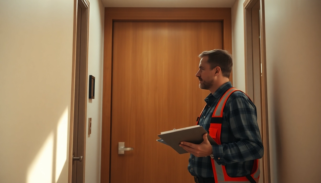 Assessing fire door inspection cost while conducting a thorough evaluation in a commercial setting.