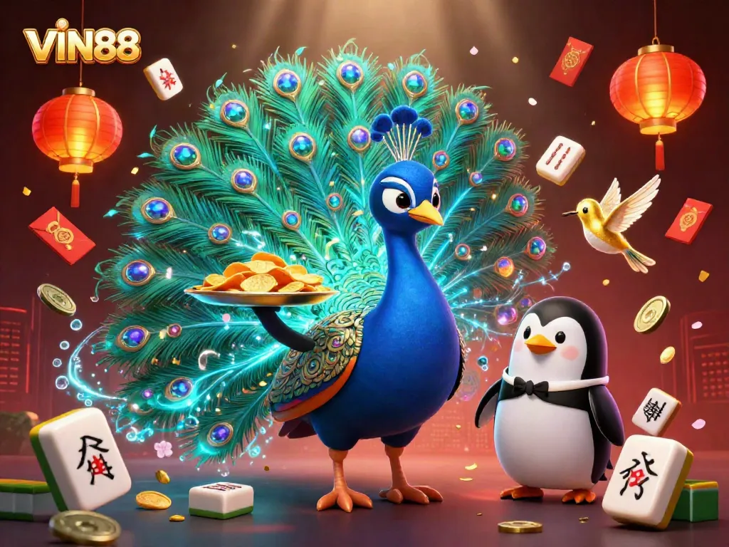VIN88 brings excitement to players with vibrant 3D casino elements and engaging characters in a colorful illustration.