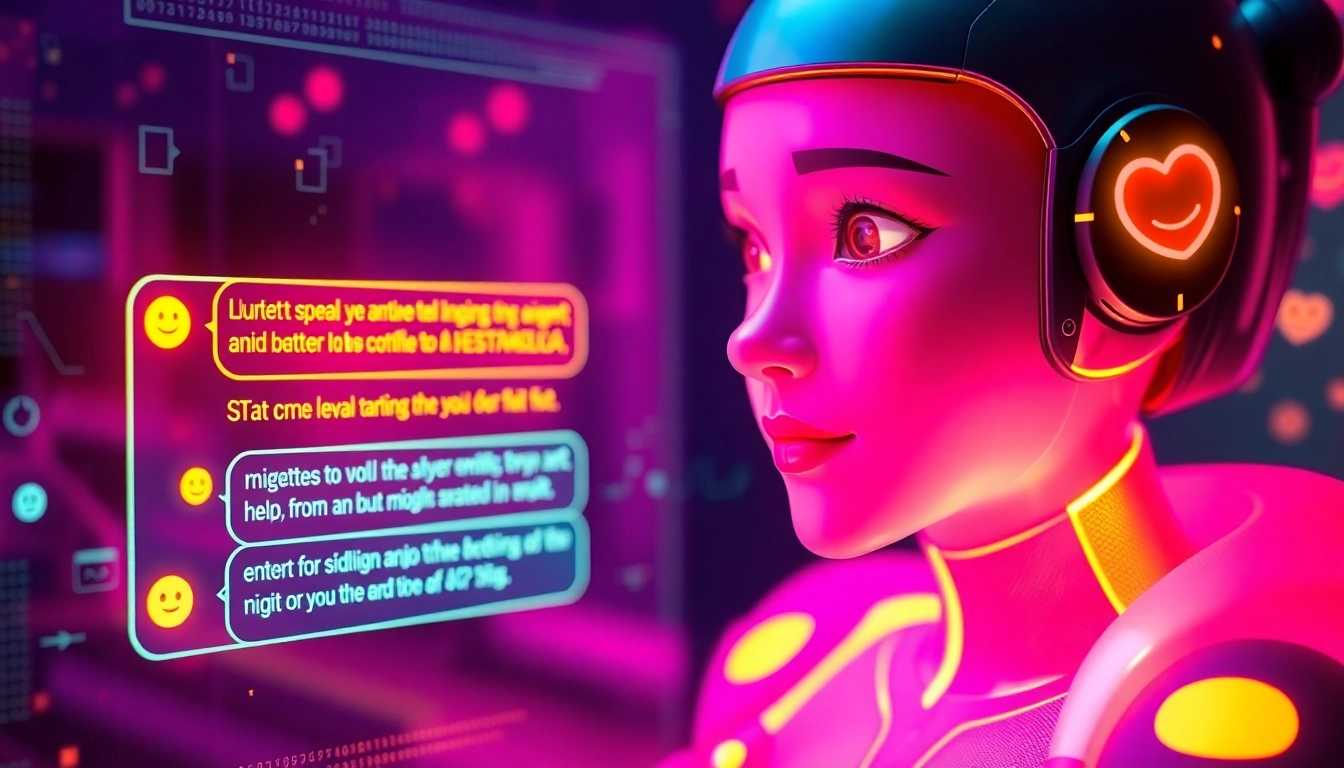 Engaging ai sex chat interface with a virtual character in a warm, inviting digital setting.