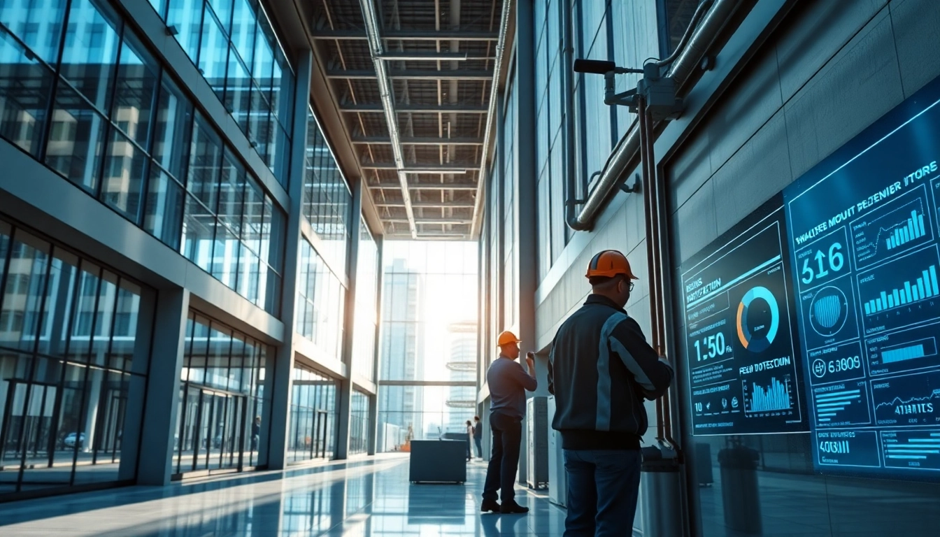 Monitor a Commercial Leak Detection system in action within a modern office building, ensuring safety and efficiency.