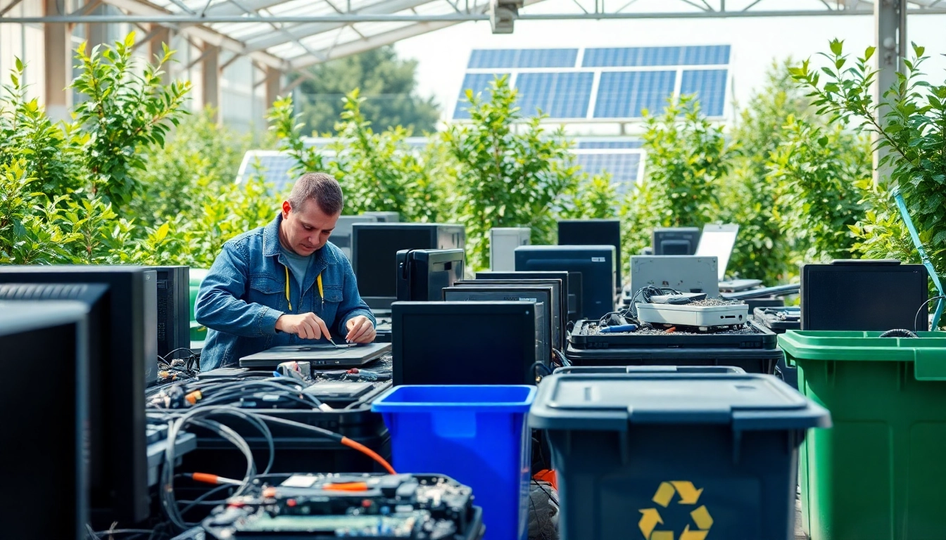 Engaging scene of computer recycling newbury showcasing technicians in action.