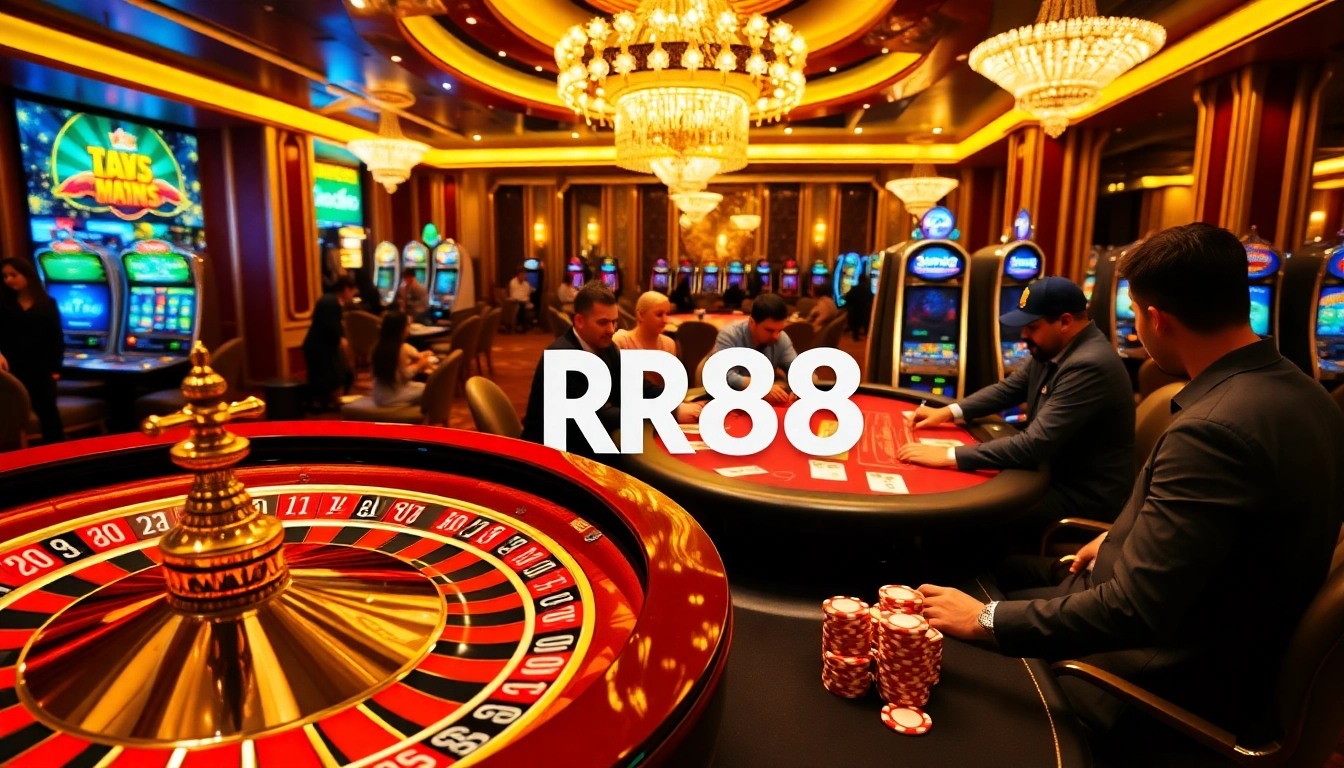 High-stakes RR88 poker players at a luxurious casino crafting winning strategies.