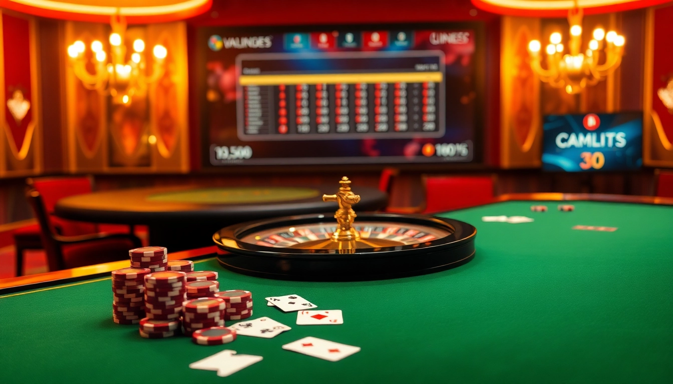 Experience casino excitement at https://vnew88.vip/ with poker chips, cards, and roulette in a luxurious setting.