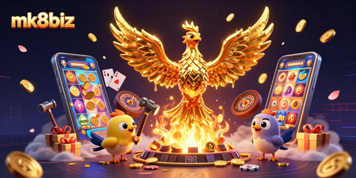 Experience thrilling wins at mk8biz with a vibrant 3D phoenix and dynamic casino elements!