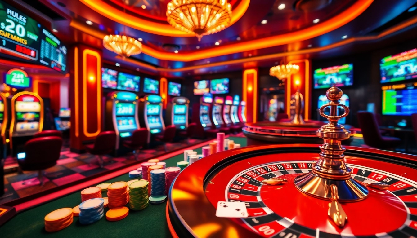 Players enjoying thrilling games and betting at 22bet casino with vibrant tables and action.