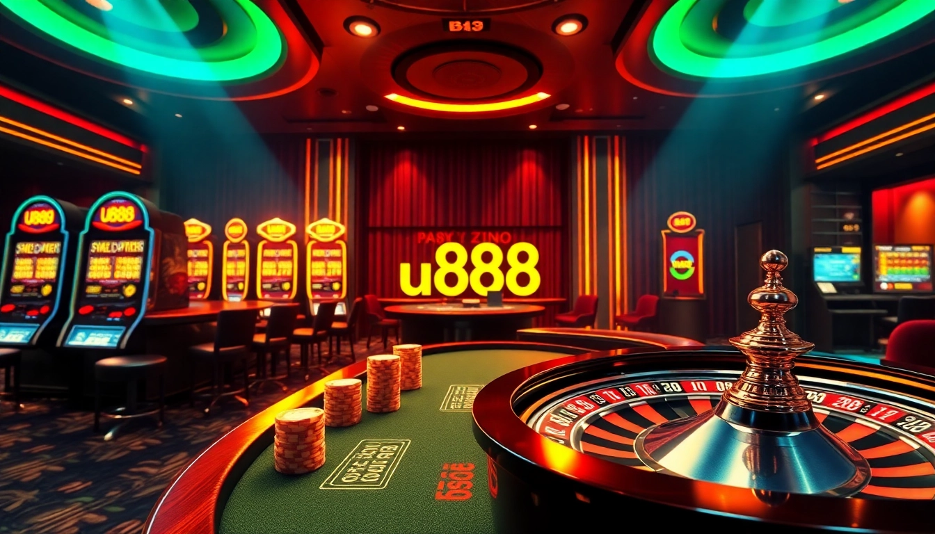 Experience the thrill of u888 with vibrant casino games, poker tables, and roulette wheels in action.