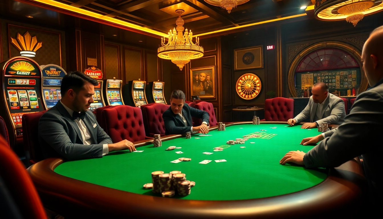 Experience thrilling poker action at jboqz.com with players and vibrant chips at a luxurious table.