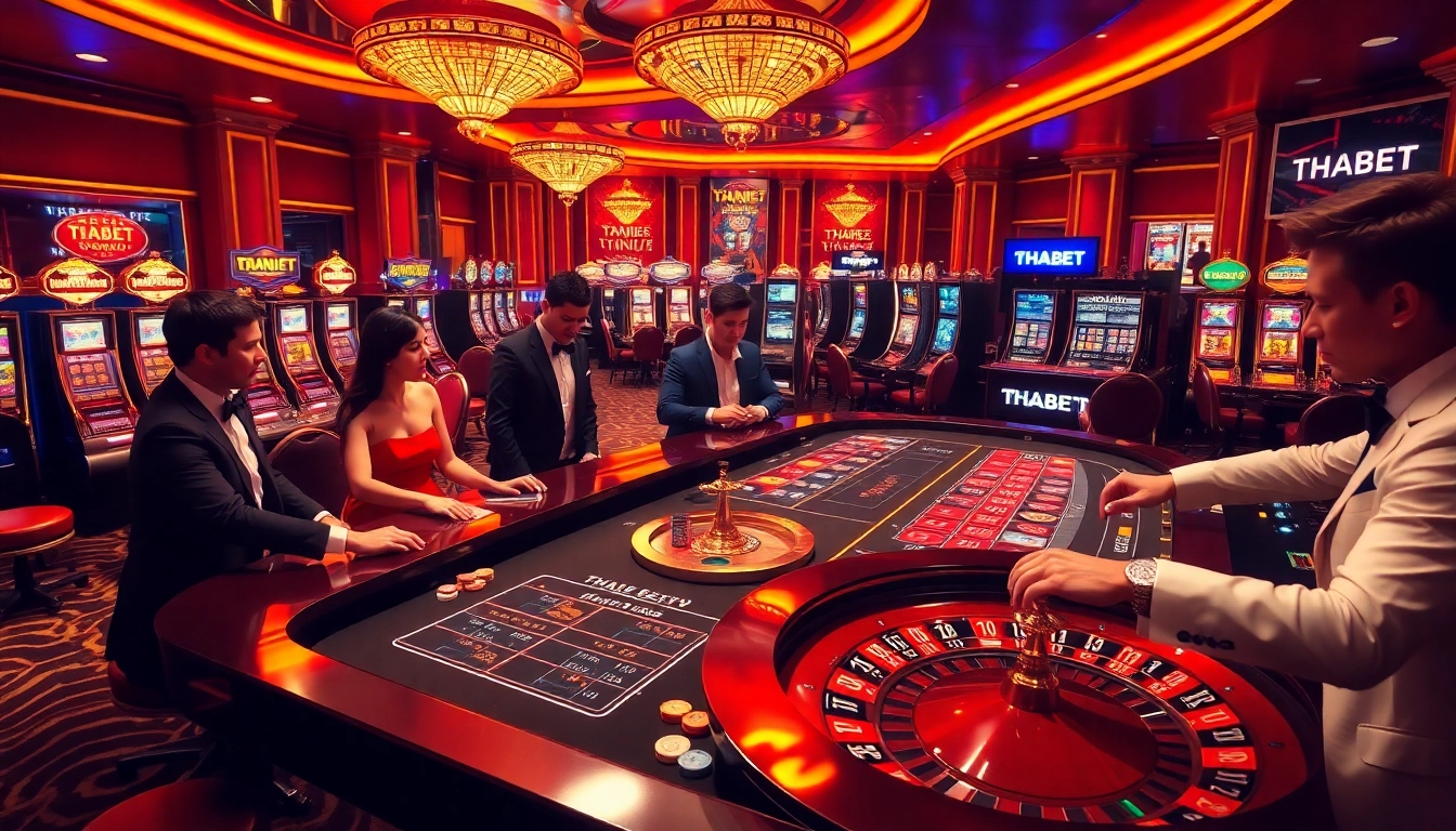 Experience thrilling gaming with THABET at a luxurious casino table.