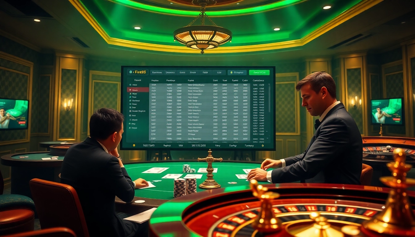 Betting on thể thao five88 with professional gamblers and vibrant odds displayed.