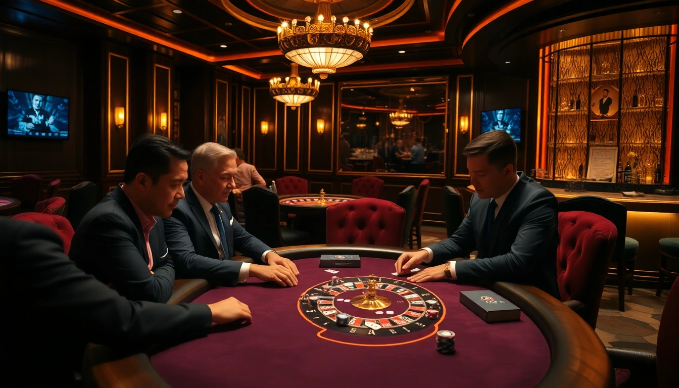 Experience thrilling poker actions with vuabai9 in a luxurious casino setting featuring intense player engagement.