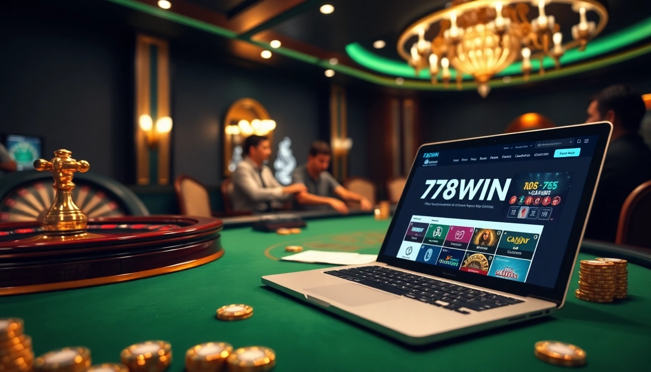 Experience the thrill of 78WIN online casino with vibrant visuals of gameplay and luxurious settings.