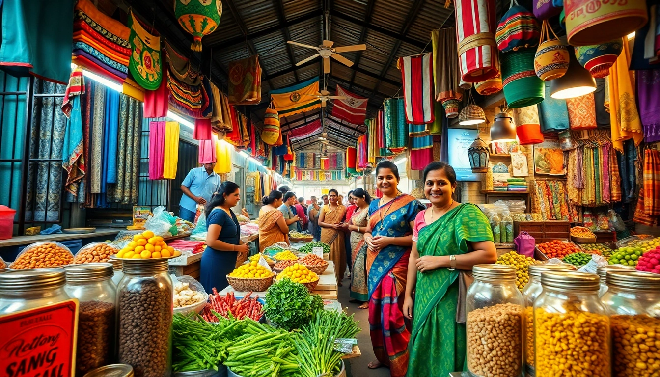 Lanka Ad marketplace scene showcasing vibrant local goods in Sri Lanka.