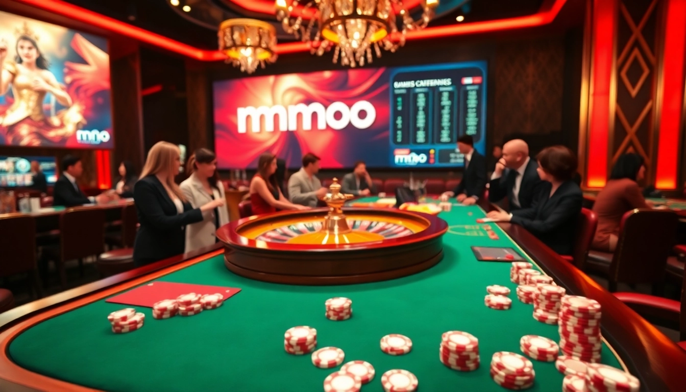 Players engaging in high-stakes games at MMOO, showcasing an elegant casino atmosphere.