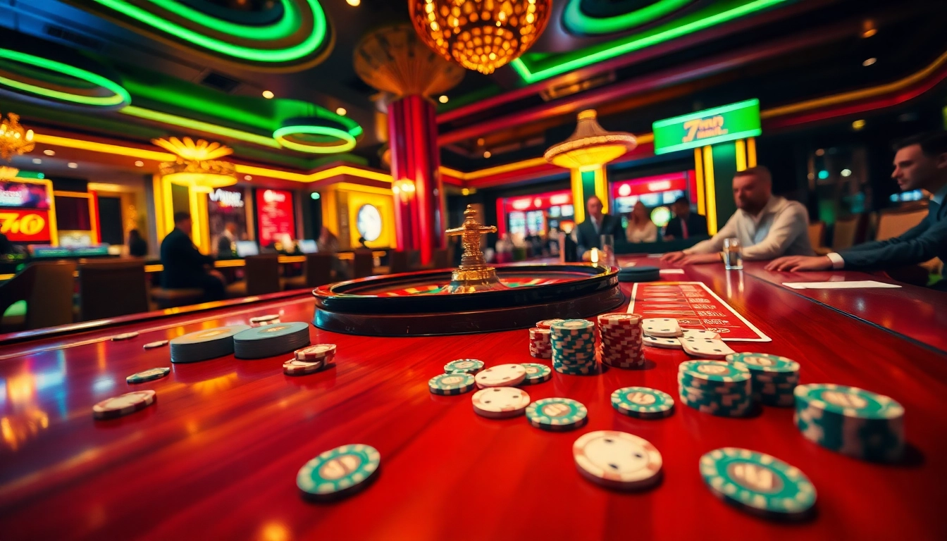 Players engaging at a high-stakes table showcasing the excitement of 7mcn gambling action.