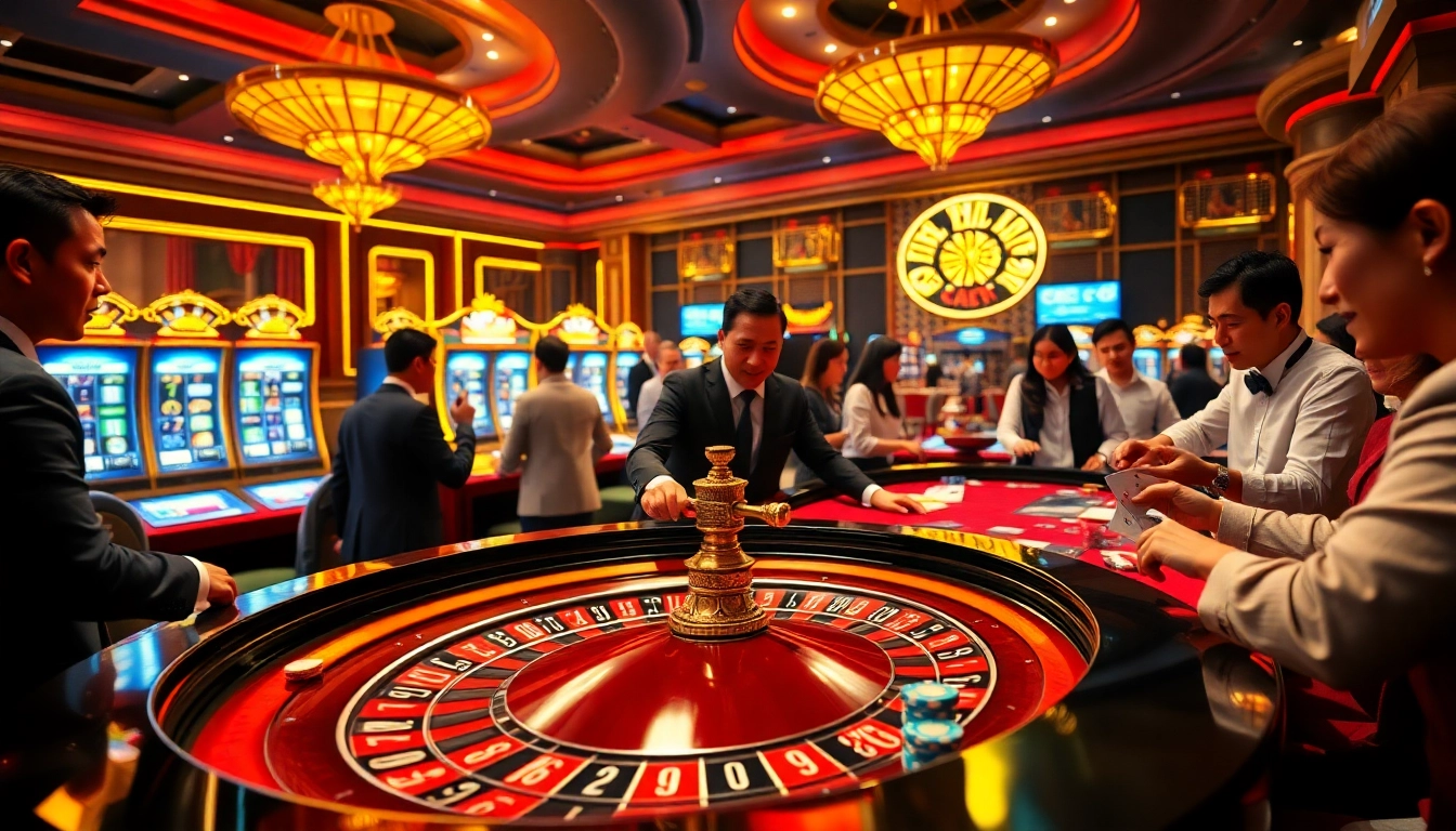 Experience the thrill of RAJABARONG at an exciting casino scene with roulette and poker.