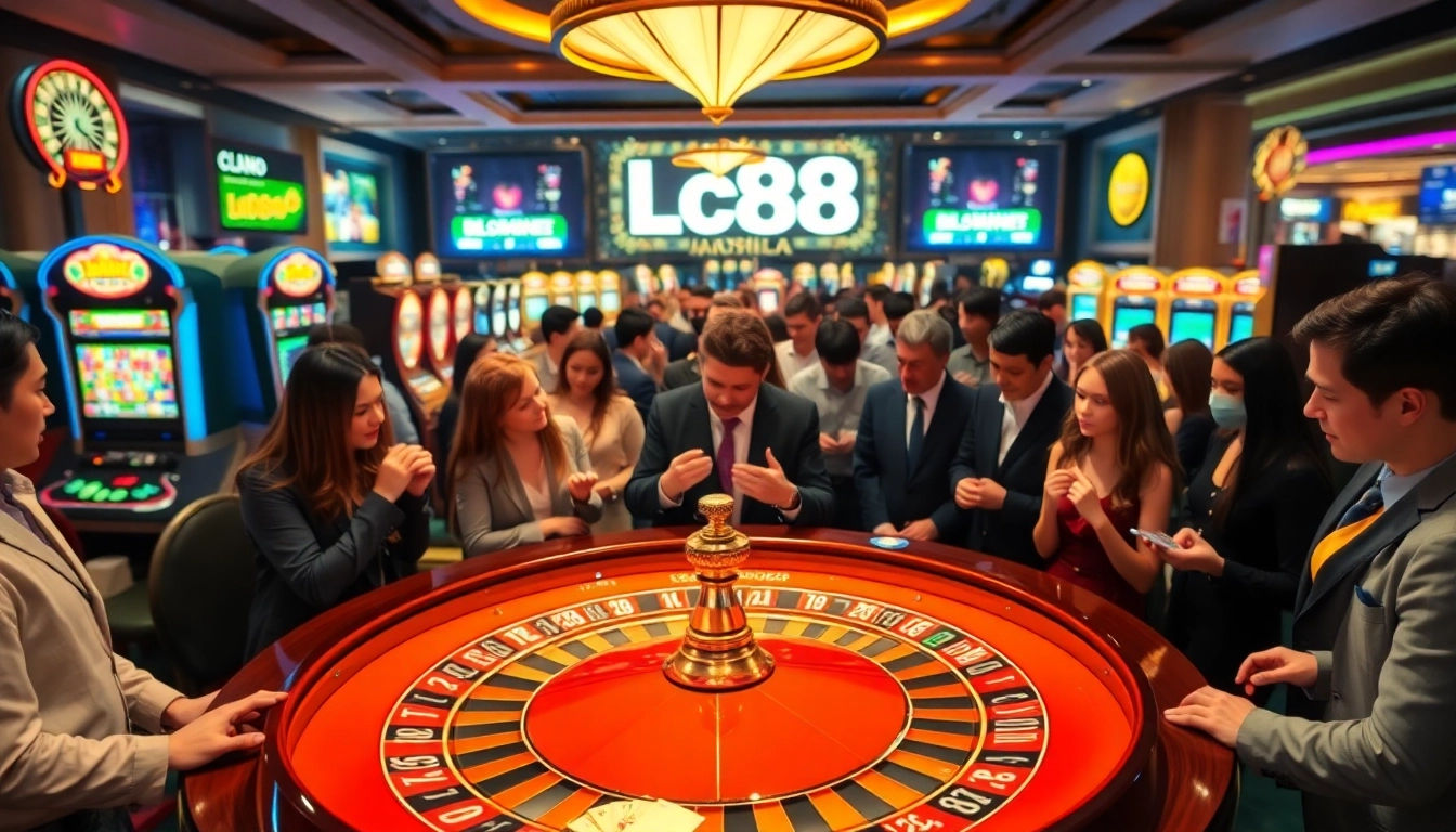 Experience the excitement at Lc88 Casino with vibrant gaming tables and engaged players.