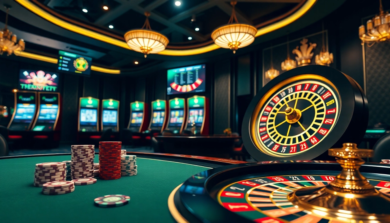 Experience thrilling casino action at https://789bet7a.com/ with vibrant tables, chips, and slot machines.