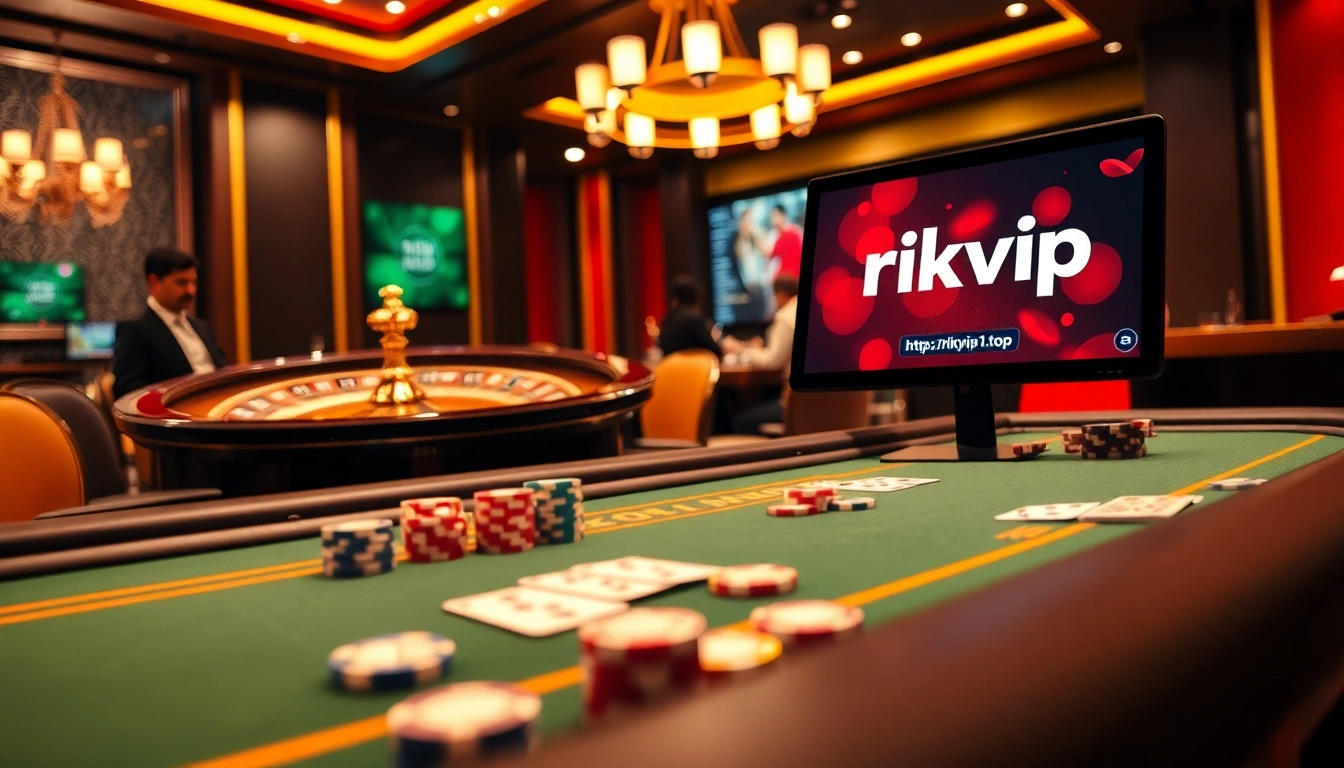 Engaging online gambling scene featuring the URL https://rikvip1.top/tac-gia-rikvip where players enjoy strategic betting at a vibrant casino table.