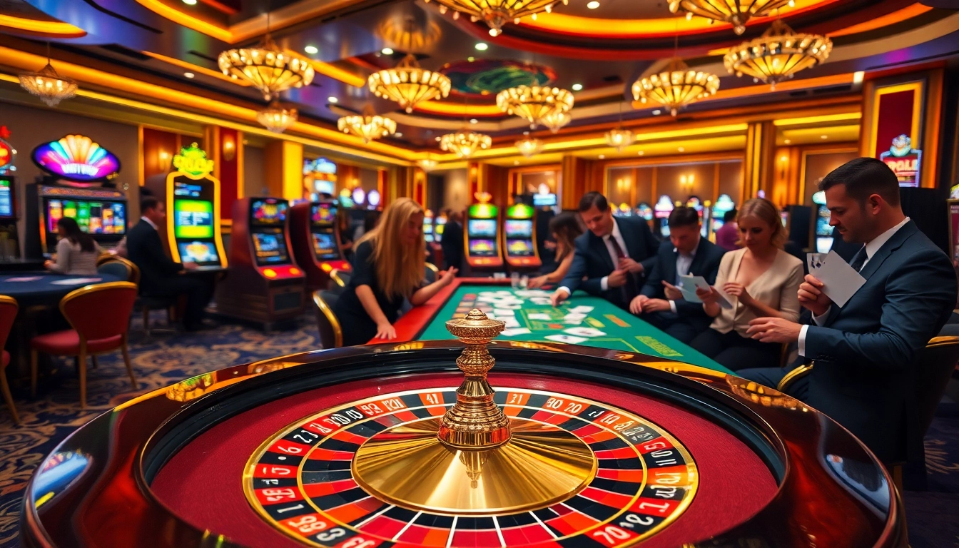 Players enjoying high-stakes games at 88i casino with vibrant slots and roulette tables.