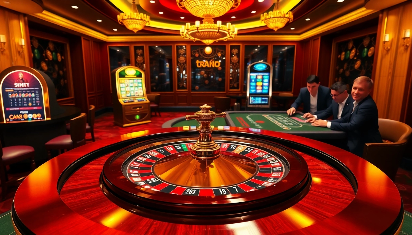 Experience high-stakes gambling at https://tr88.baby/ with a vibrant roulette wheel and engaged players.