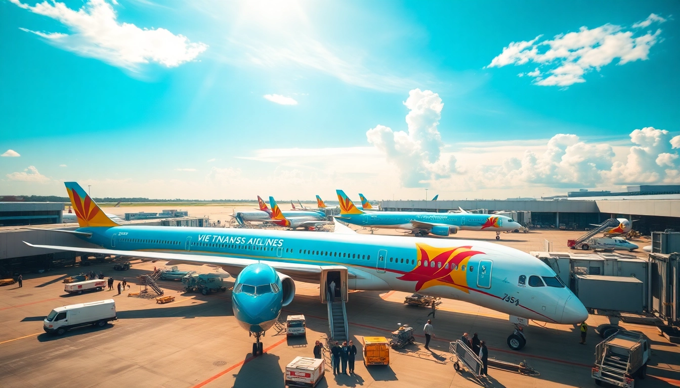 Vietnam Airlines aircraft at the airport, highlighting vn168 flight operations.
