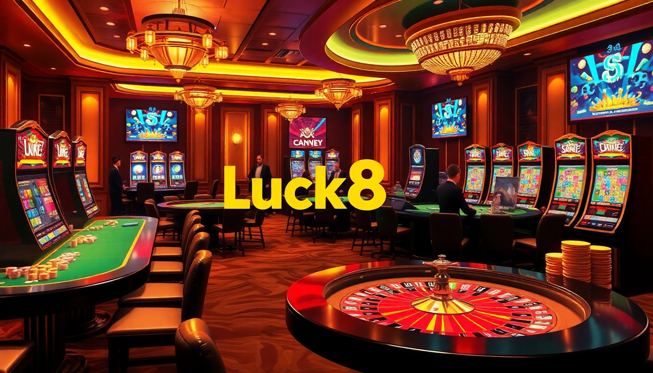 Luck8 online casino interface with luxurious tables and professional dealers engaging players