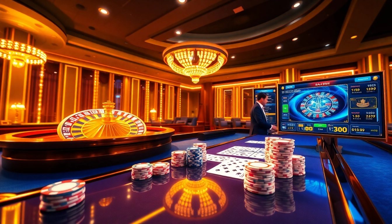 Experience thrilling gameplay at HM88 with vibrant online casino elements and engaging dealer interactions.