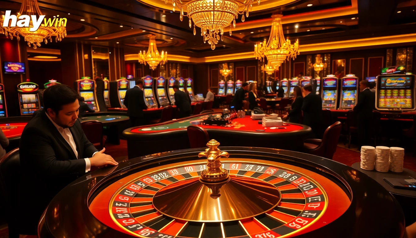Experience the thrill of winning at hay.win in an elegant casino setting with roulette and poker.