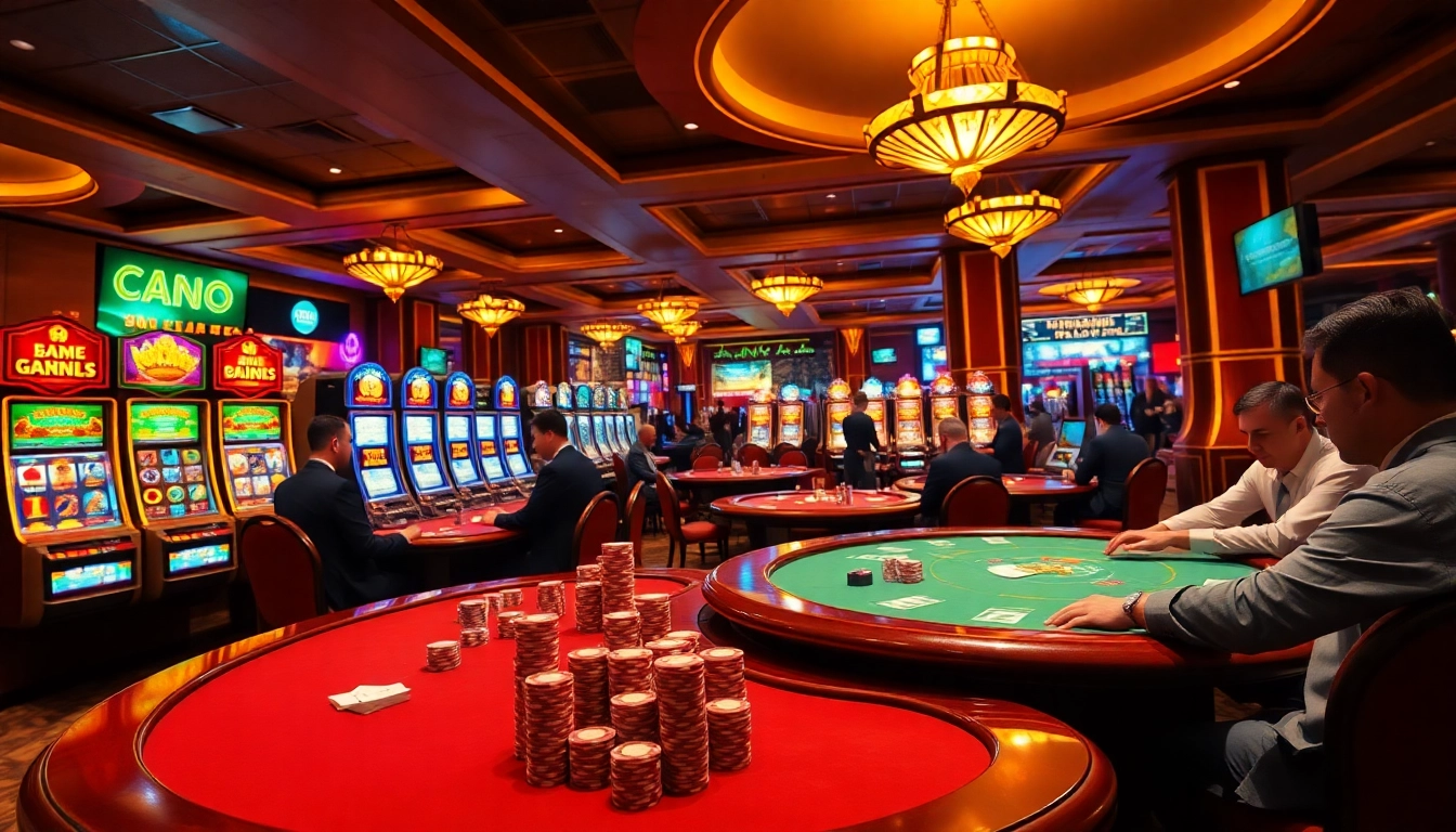 Experience luxury gaming at hm88 with vibrant casino tables, poker chips, and slot machines.