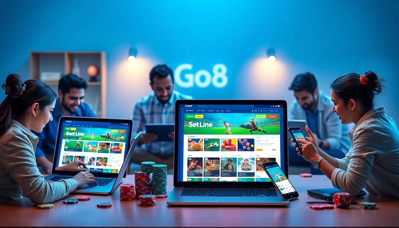 Users engaging with the Go8 betting platform showcasing diverse games and a user-friendly interface.